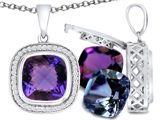 Switch-It Gems™ Interchangeable Simulated Alexandrite Pendant Set with 12 Cushion Cut 10mm Birthstones Included