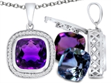 Switch-It Gems™ Interchangeable Simulated Amethyst Pendant Set with 12 Cushion Cut 10mm Birthstones Included
