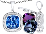 Switch-It Gems™ Interchangeable Simulated Blue Topaz Pendant Set with 12 Cushion Cut 10mm Birthstones Included