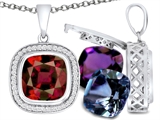 Switch-It Gems™ Interchangeable Simulated Garnet Pendant Set with 12 Cushion Cut 10mm Birthstones Included