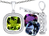 Switch-It Gems™ Interchangeable Simulated Peridot Pendant Set with 12 Cushion Cut 10mm Birthstones Included