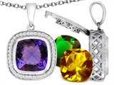 Switch-It Gems™ Interchangeable Simulated Alexandrite Pendant Set with 12 Cushion Cut 12mm Birthstones Included