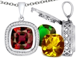 Switch-It Gems™ Interchangeable Simulated Garnet Pendant Set with 12 Cushion Cut 12mm Birthstones Included