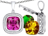 Switch-It Gems™ Interchangeable Simulated Pink Tourmaline Pendant Set with 12 Cushion Cut 12mm Birthstones Included