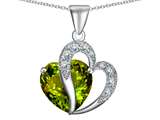 Original Star K™ Large 12mm Simulated Green Tourmaline Heart Pendant with Sterling Silver Chain