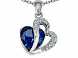 Original Star K™ Created Sapphire Double Heart Love Pendant with Sterling Silver Chain