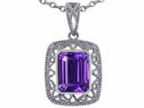 Tommaso Design™ Emerald Cut Genuine Amethyst Pendant
