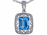 Tommaso Design™ Emerald Cut Genuine Blue Topaz Pendant