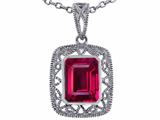 Tommaso Design™ Emerald Cut Created Ruby Pendant
