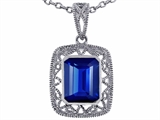 Tommaso Design™ Emerald Cut Created Sapphire Pendant
