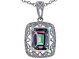 Tommaso Design™ Emerald Cut Rainbow Mystic Topaz Pendant