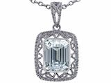 Tommaso Design™ Emerald Cut Genuine White Topaz Pendant