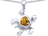 Original Star K™ Large 10mm Heart Shape Simulated Imperial Yellow Topaz Sea Turtle Pendant