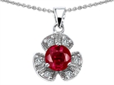 Original Star K™ Flower Pendant With Round 6mm Created Ruby