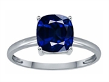 Tommaso Design™ Created Sapphire 7mm Cushion Cut Solitaire Engagement Ring