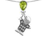 Original Star K™ Little Boy Holding a Balloon Mother Birthstone Simulated Peridot Pendant