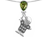 Original Star K™ Little Boy Holding a Balloon Mother Birthstone Simulated Green Tourmaline Pendant
