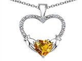 Celtic Love by Kelly™ Hands Holding your Heart Genuine Citrine and Diamond Claddagh Pendant