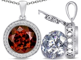 Switch-It Gems™ 2in1 Round 10mm Simulated Garnet Pendant with Interchangeable Simulated Diamond Included