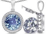 Switch-It Gems™ 2in1 Round 10mm Simulated Aquamarine Pendant with Interchangeable Simulated Diamond Included