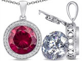 Switch-It Gems™ 2in1 Round 10mm Simulated Ruby Pendant with Interchangeable Simulated Diamond Included