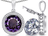 Switch-It Gems™ 2in1 Round 10mm Simulated Alexandrite Pendant with Interchangeable Simulated Diamond Included