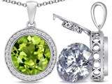 Switch-It Gems™ 2in1 Round 10mm Simulated Peridot Pendant with Interchangeable Simulated Diamond Included