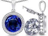 Switch-It Gems™ 2in1 Round 10mm Simulated Sapphire Pendant with Interchangeable Simulated Diamond Included