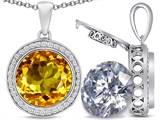Switch-It Gems™ 2in1 Round 10mm Simulated Citrine Pendant with Interchangeable Simulated Diamond Included