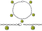 Original Star K™ High End Tennis Charm Bracelet With 5pcs 7mm Round Genuine Peridot