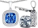 Switch-It Gems™ 2in1 Cushion 10mm Simulated Aquamarine Pendant with Interchangeable Simulated Diamond Included
