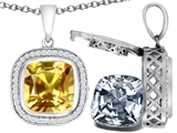 Switch-It Gems™ 2in1 Cushion 10mm Simulated Citrine Pendant with Interchangeable Simulated Diamond Included