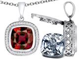 Switch-It Gems™ 2in1 Cushion 10mm Simulated Garnet Pendant with Interchangeable Simulated Diamond Included