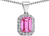 Original Star K™ 10x8mm Emerald Cut Created Pink Sapphire Pendant