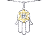 Tommaso Design™ Large Hamsa Hand Jewish Star of David Kabbalah Protection Pendant