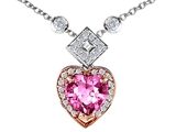 Original Star K™ Two Toned Heart Shape Created Pink Sapphire Necklace