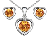 Original Star K™ Genuine Citrine Heart Earrings with Free Box Set matching Pendant