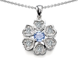 Original Star K™ Flower Pendant With Round 4mm Simulated Aquamarine