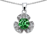 Original Star K™ Flower Pendant With Round 6mm Simulated Emerald