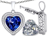 Switch-It Gems™ 2in1 Heart 10mm Simulated Sapphire Pendant with Interchangeable Simulated Diamond Included