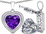 Switch-It Gems™ 2in1 Heart 10mm Simulated Amethyst Pendant with Interchangeable Simulated Diamond Included