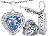 Switch-It Gems™ 2in1 Heart 10mm Simulated Aquamarine Pendant with Interchangeable Simulated Diamond Included
