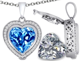 Switch-It Gems™ 2in1 Heart 10mm Simulated Blue Topaz Pendant with Interchangeable Simulated Diamond Included
