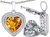 Switch-It Gems™ 2in1 Heart 10mm Simulated Citrine Pendant with Interchangeable Simulated Diamond Included