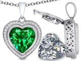 Switch-It Gems™ 2in1 Heart 10mm Simulated Emerald Pendant with Interchangeable Simulated Diamond Included