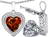 Switch-It Gems™ 2in1 Heart 10mm Simulated Garnet Pendant with Interchangeable Simulated Diamond Included