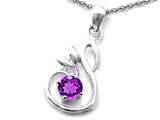 Original Star K™ Round Simulated  Amethyst Swan Pendant