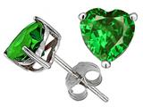 Original Star K™ 7mm Heart Shape Simulated Green Tsavorite Earring Studs