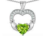 Celtic Love by Kelly™ Hands Holding 8mm Heart Claddagh Pendant With Simulated Peridot