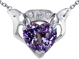 Celtic Love by Kelly™ Claddagh Love Pendant With 8mm Heart Simulated Alexandrite and Genuine Diamond